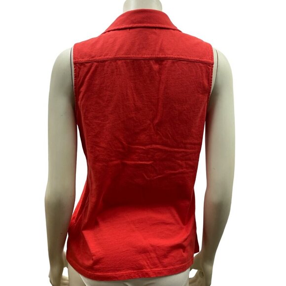 LAUREN RALPH LAUREN COLLARED RUFFLE FRONT TOP LG - Picture 5 of 6